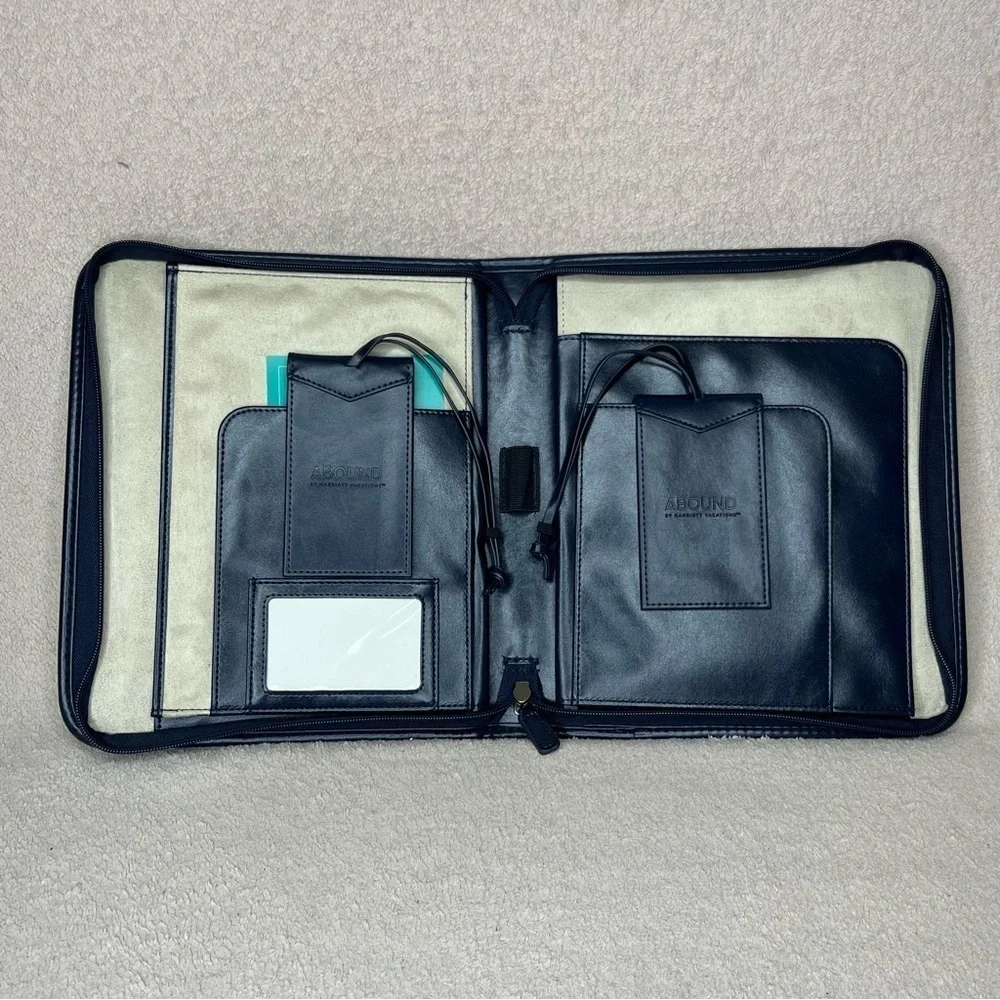 Abound by Marriott Canvas/Leather Concierge Organizer Folder Binder-Navy/Cream