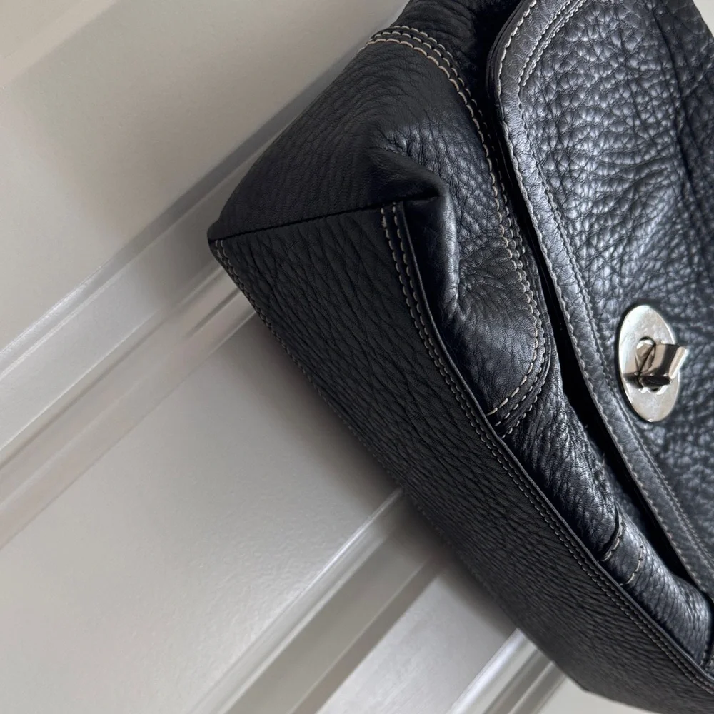 Coach Black Pebble Leather Shoulder Bag
