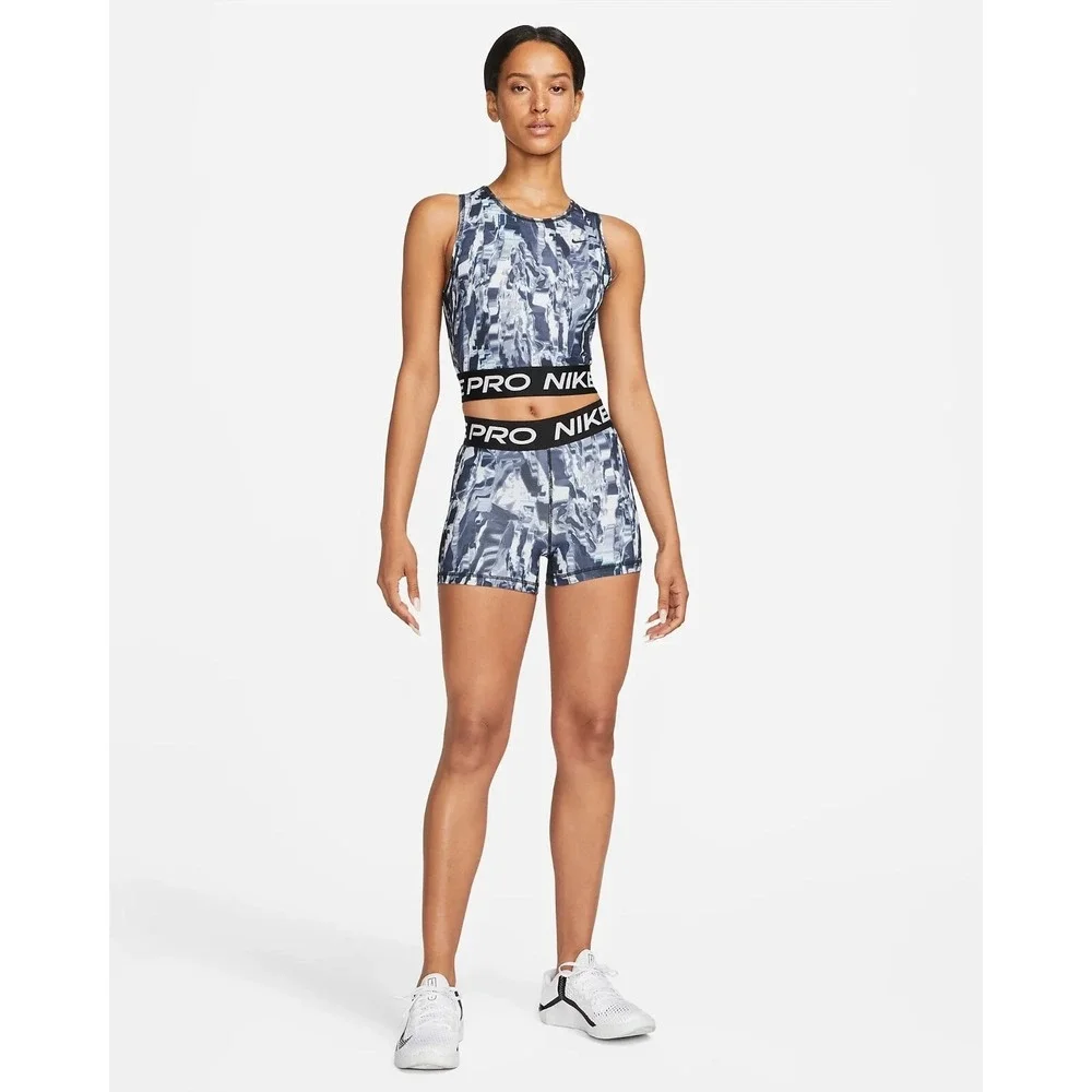 Nike PRO Mid-Rise Allover Print Training Shorts DQ5573-010 Women's Size XXL 2XL