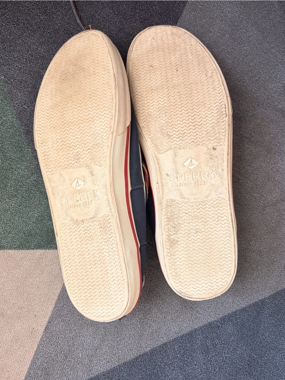 Sperry Red Canvas Boat Shoe with Navy Trim