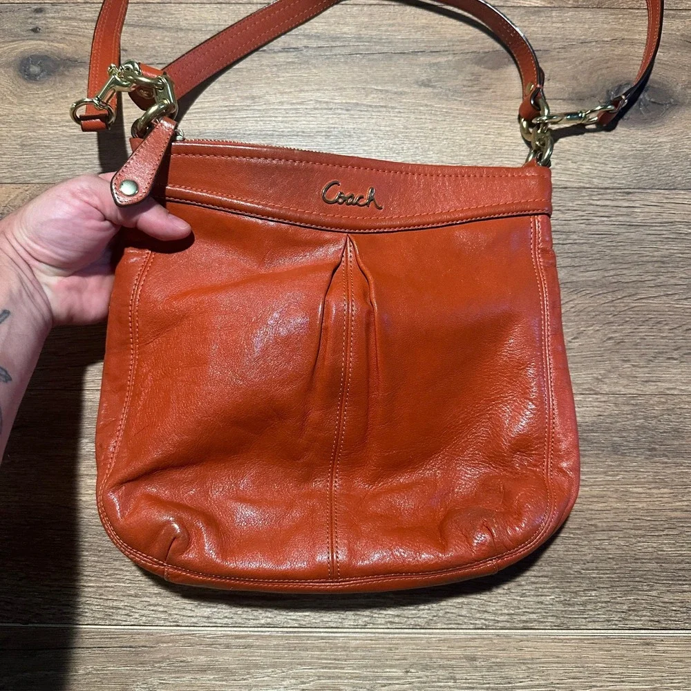 Coach Ashley Leather Hippy Crossbody Bag F20114 Burnt Orange Women OS
