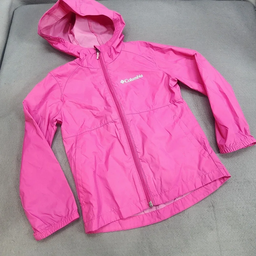 Columbia Windbreaker Jacket Pink Hooded Full Zip Kids XXS 4/5