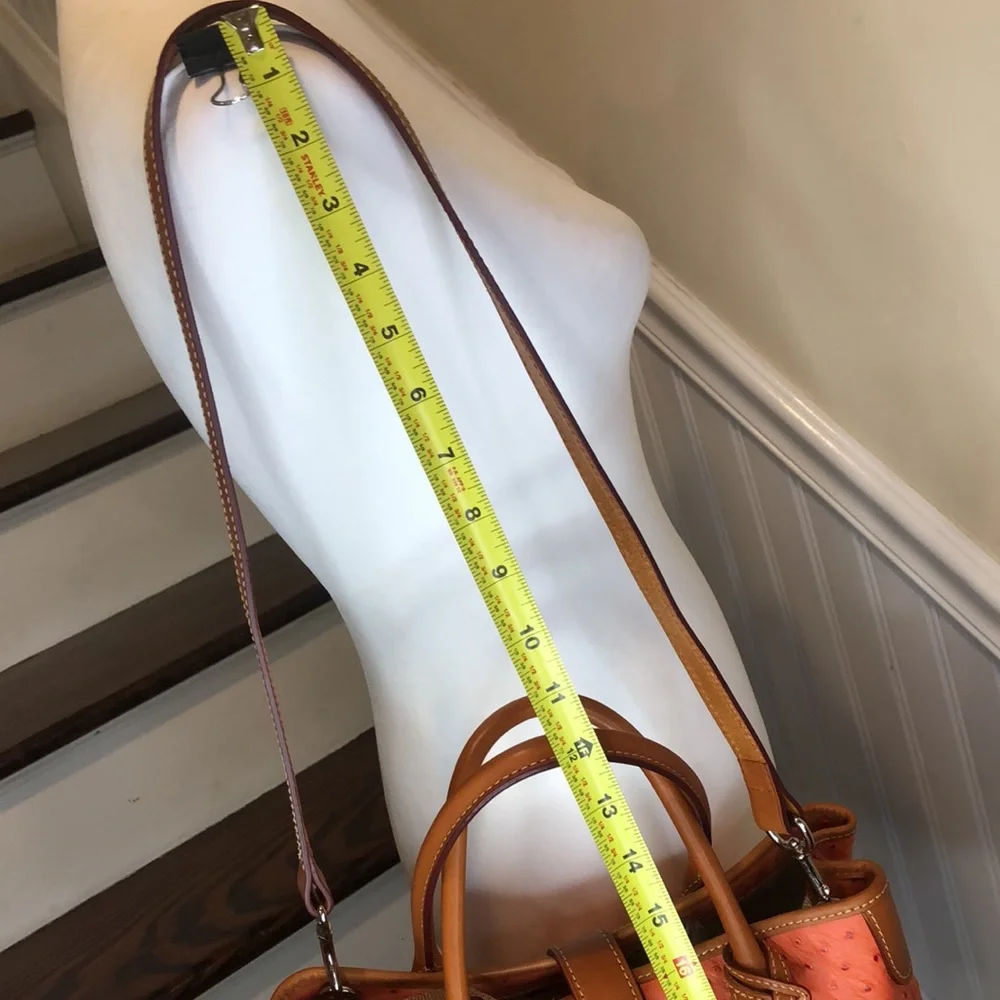 DOONEY & BOURKE Orange Ostrich Print Leather Crossbody Shoulder Laptop Bag NWOT