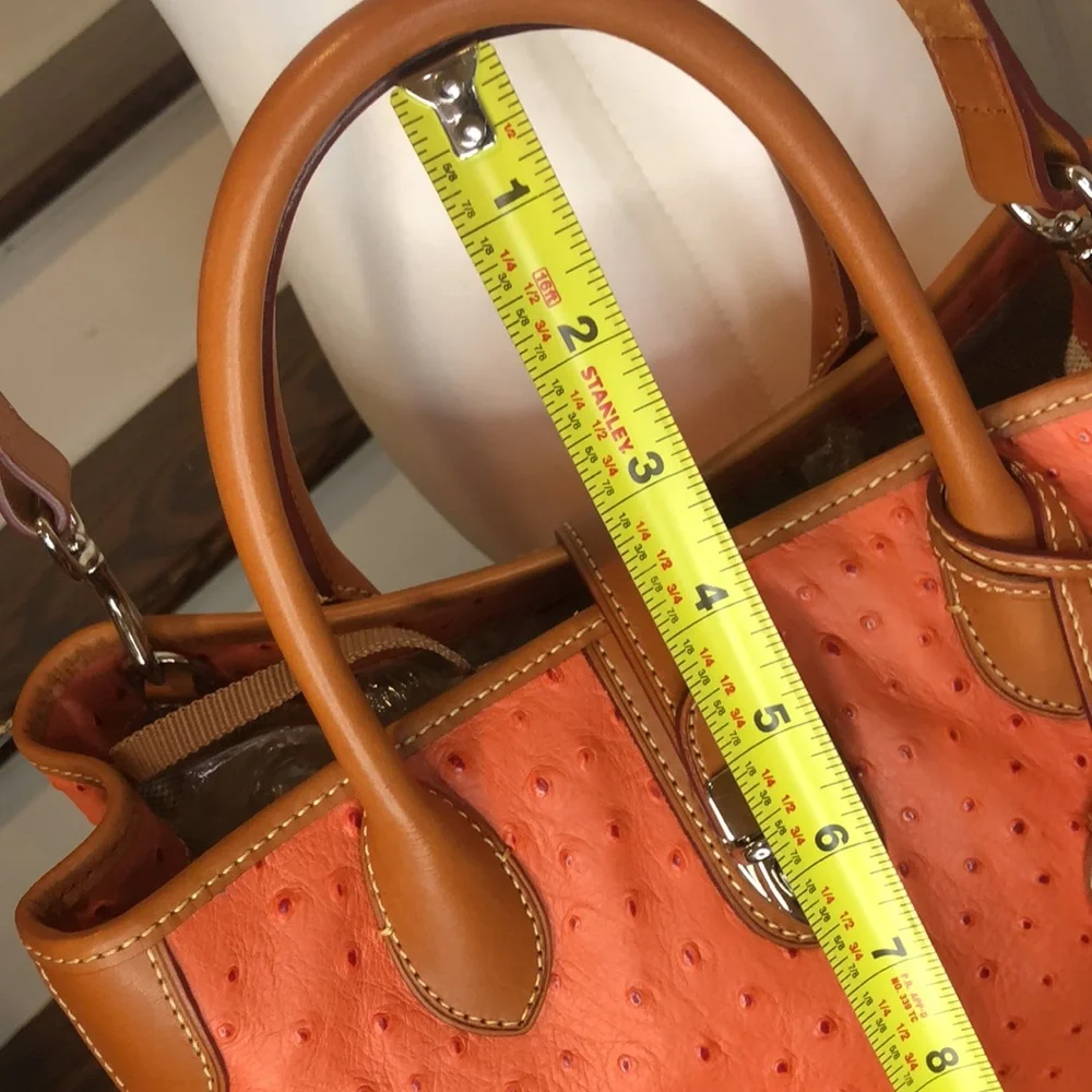 DOONEY & BOURKE Orange Ostrich Print Leather Crossbody Shoulder Laptop Bag NWOT