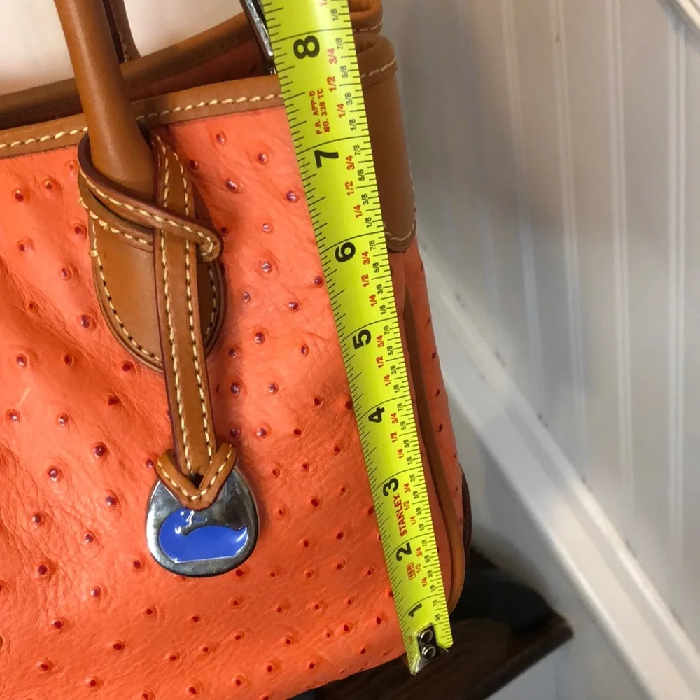 DOONEY & BOURKE Orange Ostrich Print Leather Crossbody Shoulder Laptop Bag NWOT