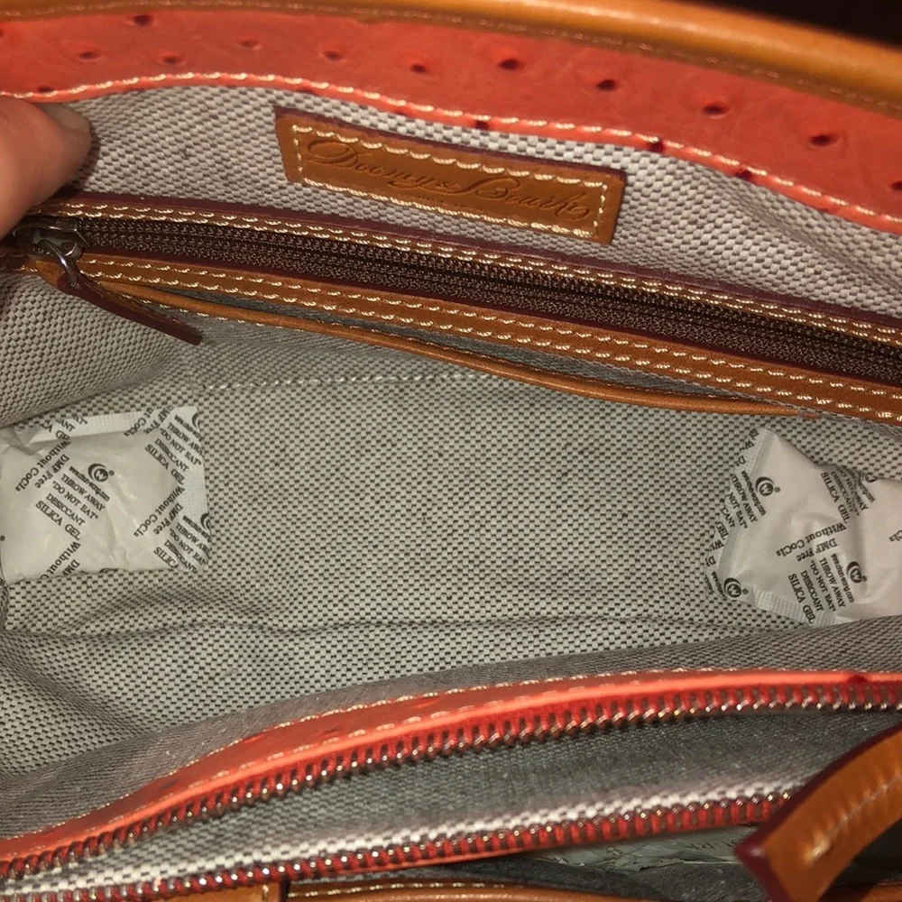 DOONEY & BOURKE Orange Ostrich Print Leather Crossbody Shoulder Laptop Bag NWOT