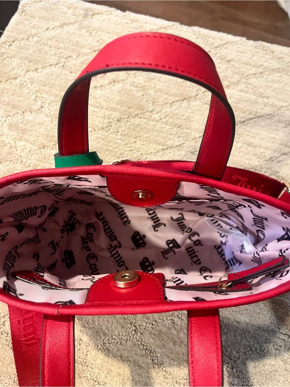 Juicy Couture Yellow Canvas Cherry Tote with Red Trim