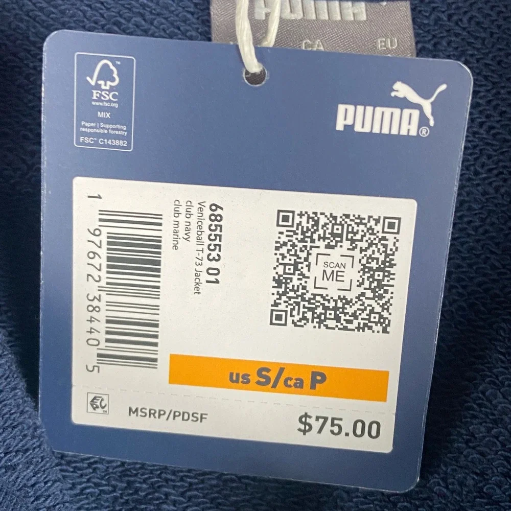 Puma Veniceball T-73 Jacket Men S Navy Blue Full Zip Hoop Hunter Track 685553-01