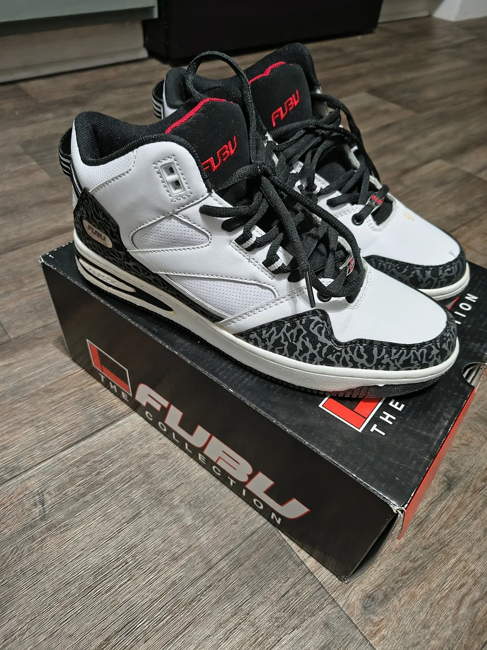 FUBU Black, White and Red High-Top Sneakers
