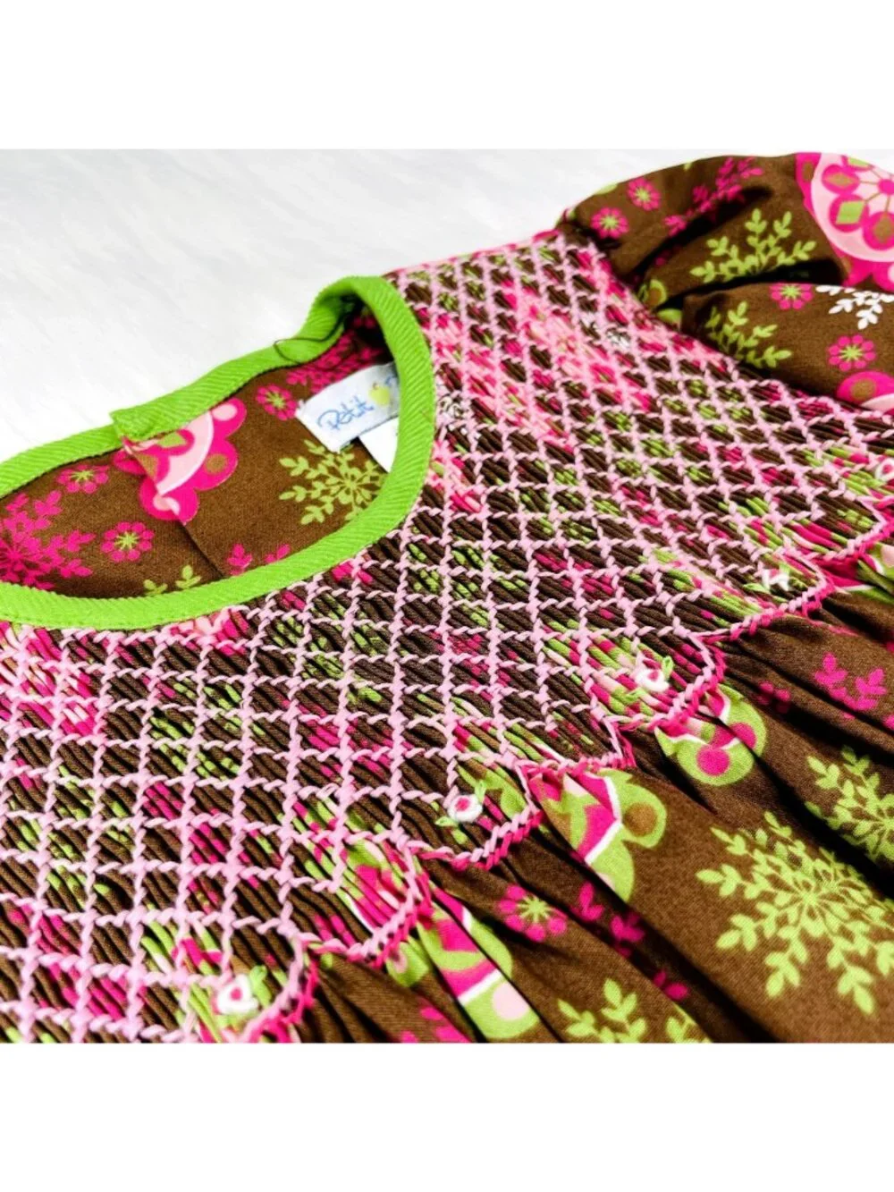 Petit Pomme Floral Long Sleeve Smocked Dress + Bloomers Set Outfit 24m +