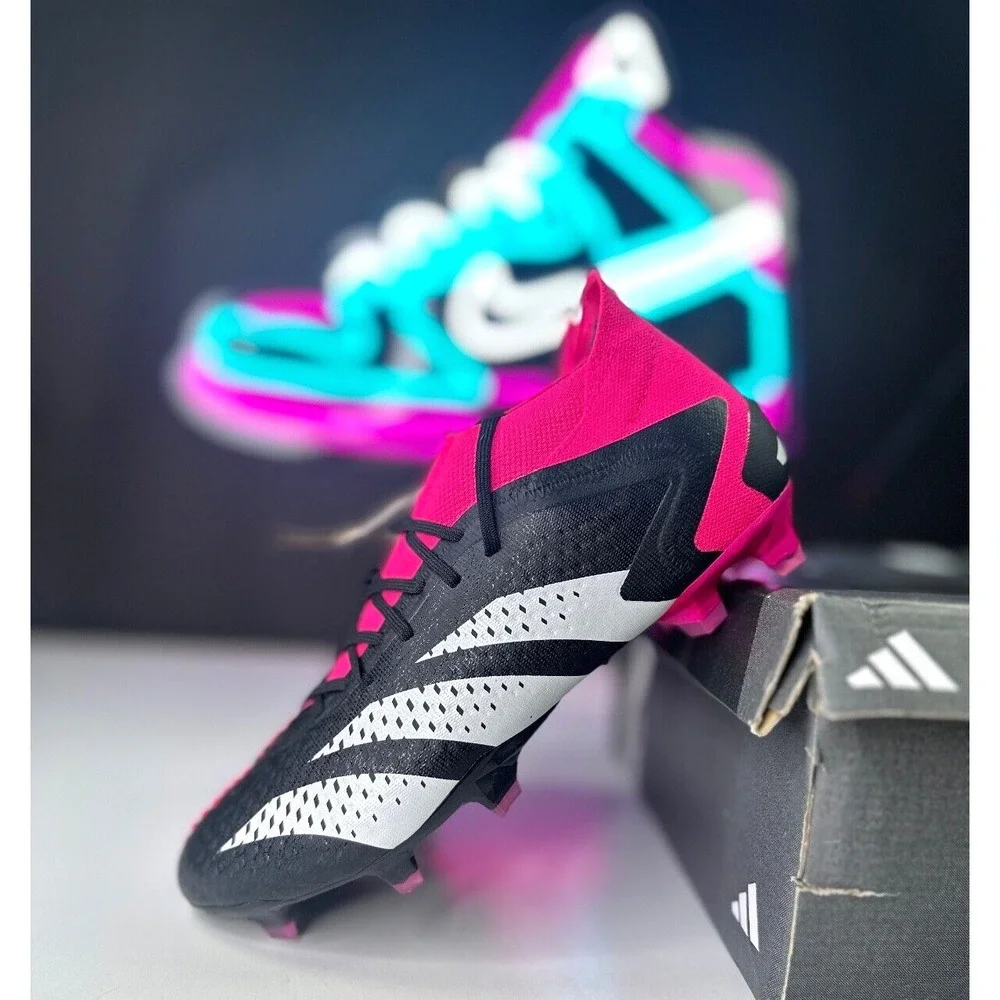 Adidas Predator Accuracy.1 FG Black Pink White Men's Soccer Cleats GW4569 Sz 7.5