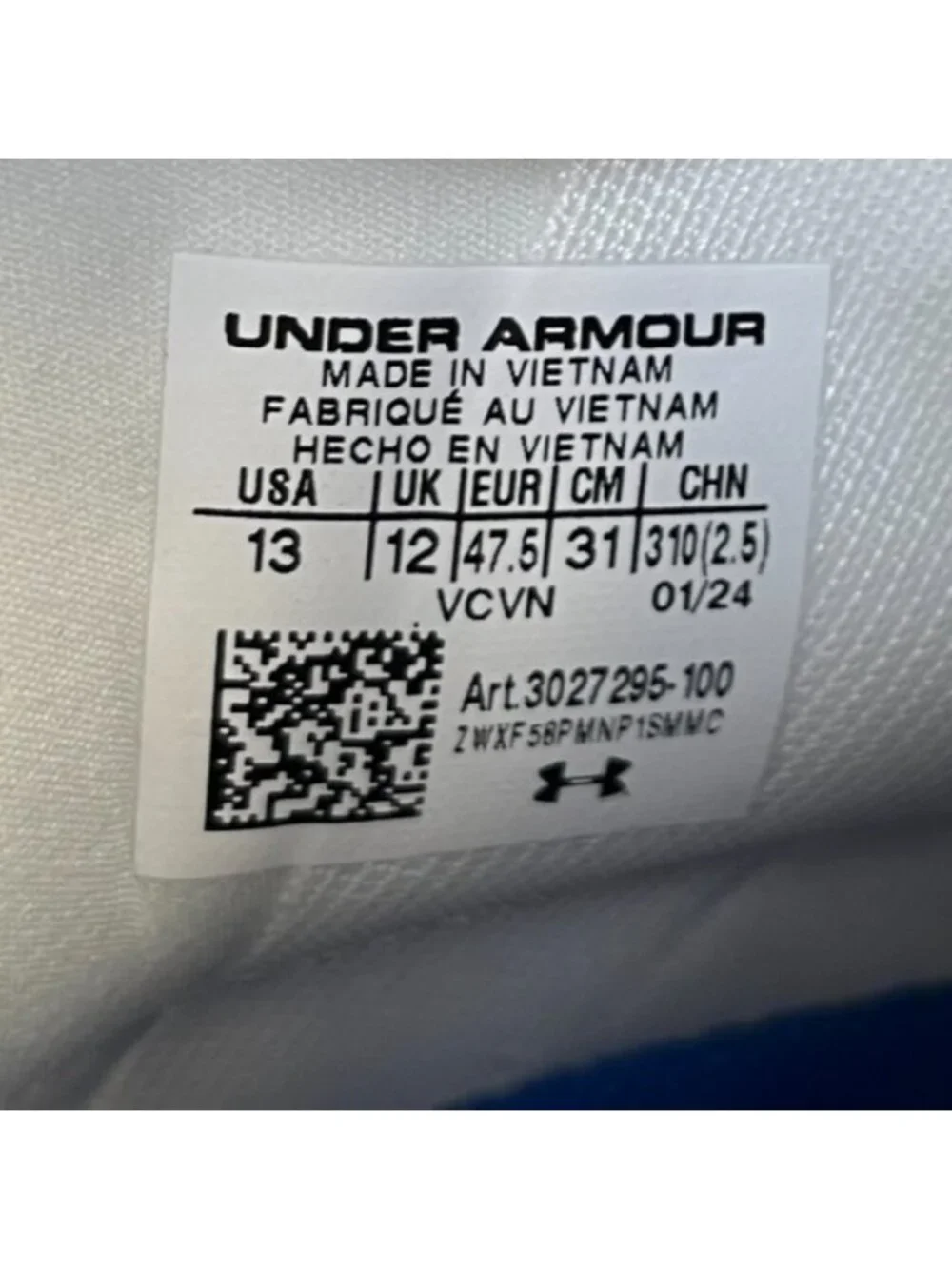 Under Armour Spotlight Clone 4 MC TX Mens Size 13 Blue White Football Cleats