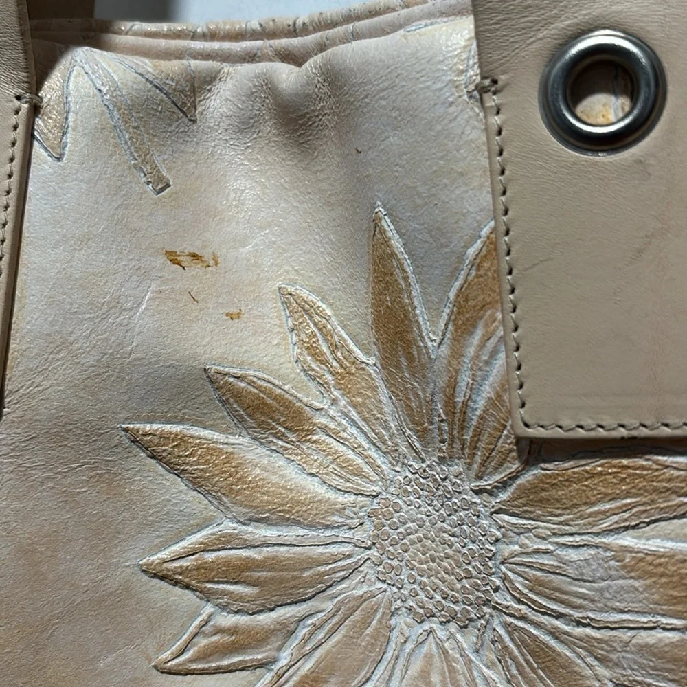FALOR leather sunflower stamped bag