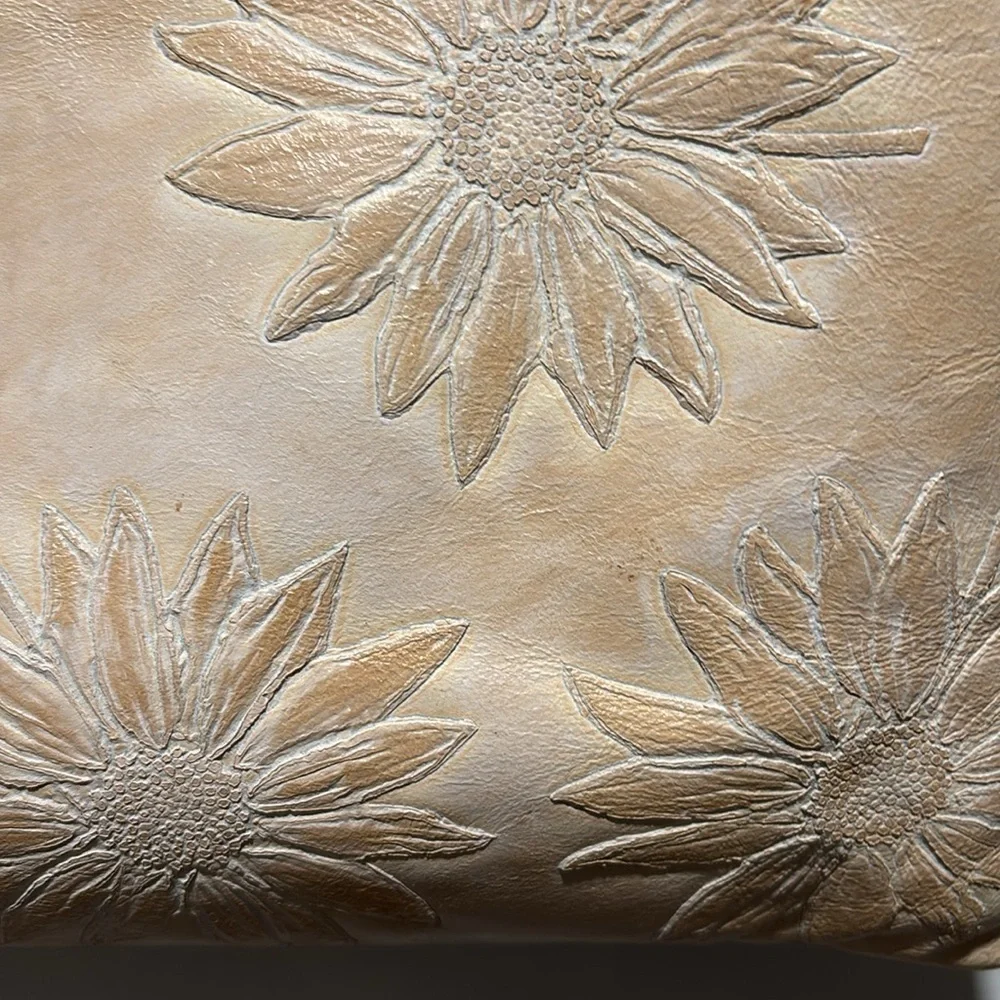 FALOR leather sunflower stamped bag