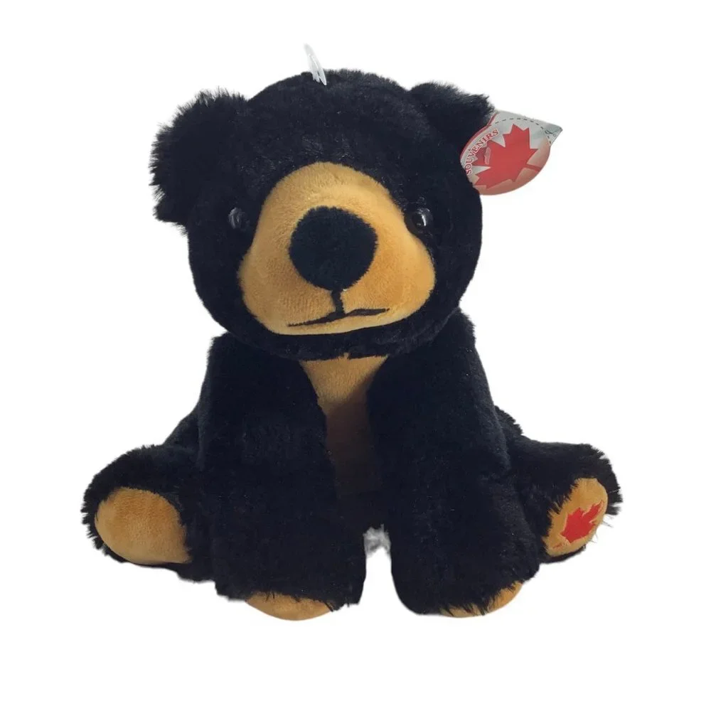 Canada Maple Leaf Paw Black Bear Plush Stuffed Animal Toy 8.5