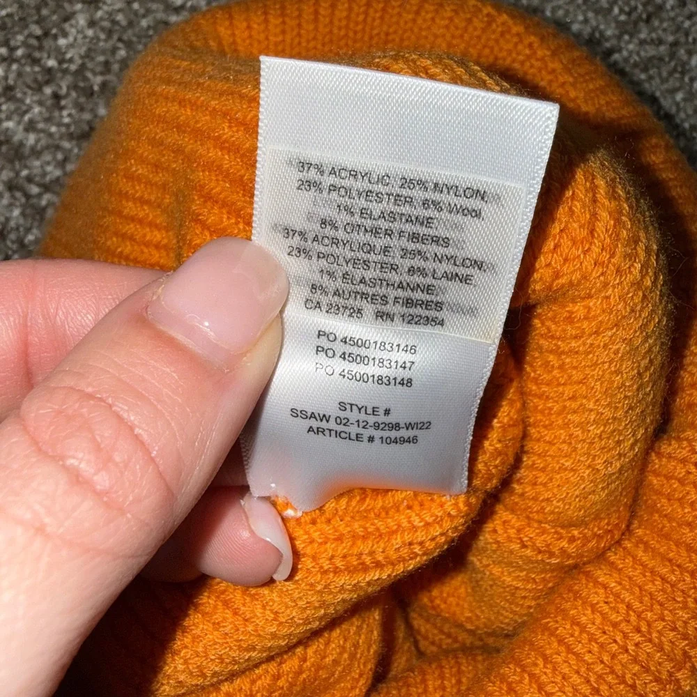 Sunday Best Beanie‎ Women One Size Orange Excellent Ribbed Knit Wool Blend Hat