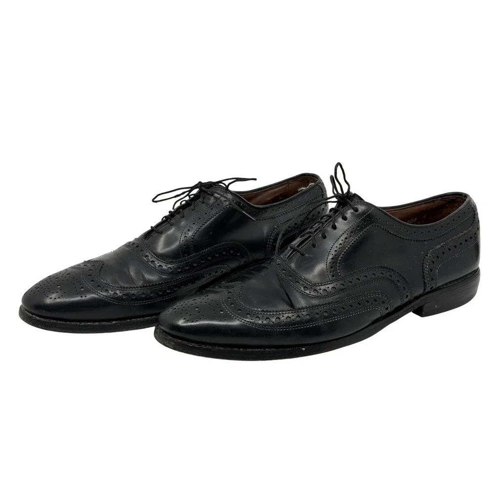Allen Edmonds McAllister Mens Black Leather Wingtip Oxford Dress Shoes 9.5 B