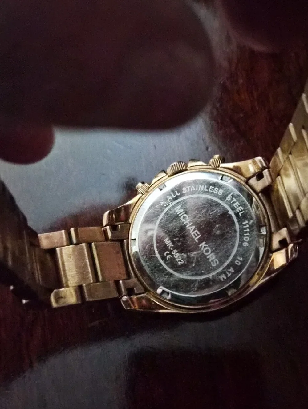 Michael Kors rose gold-tone crystal bezel watch with white dial
