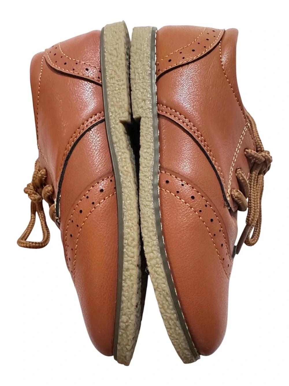 MECKIOR Toddler Boy Girl Brown Dress Wingtip Oxford PU Leather Shoes Size 11