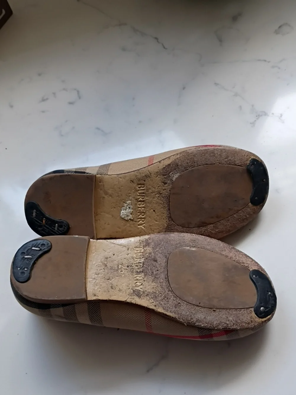 Burberry Kids Beige Plaid Mary Jane Shoes