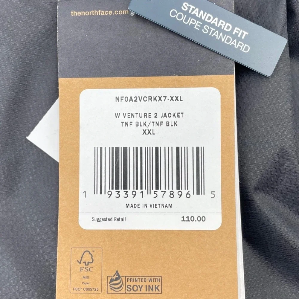 The North Face Jacket W Venture 2 XXL Black NWT