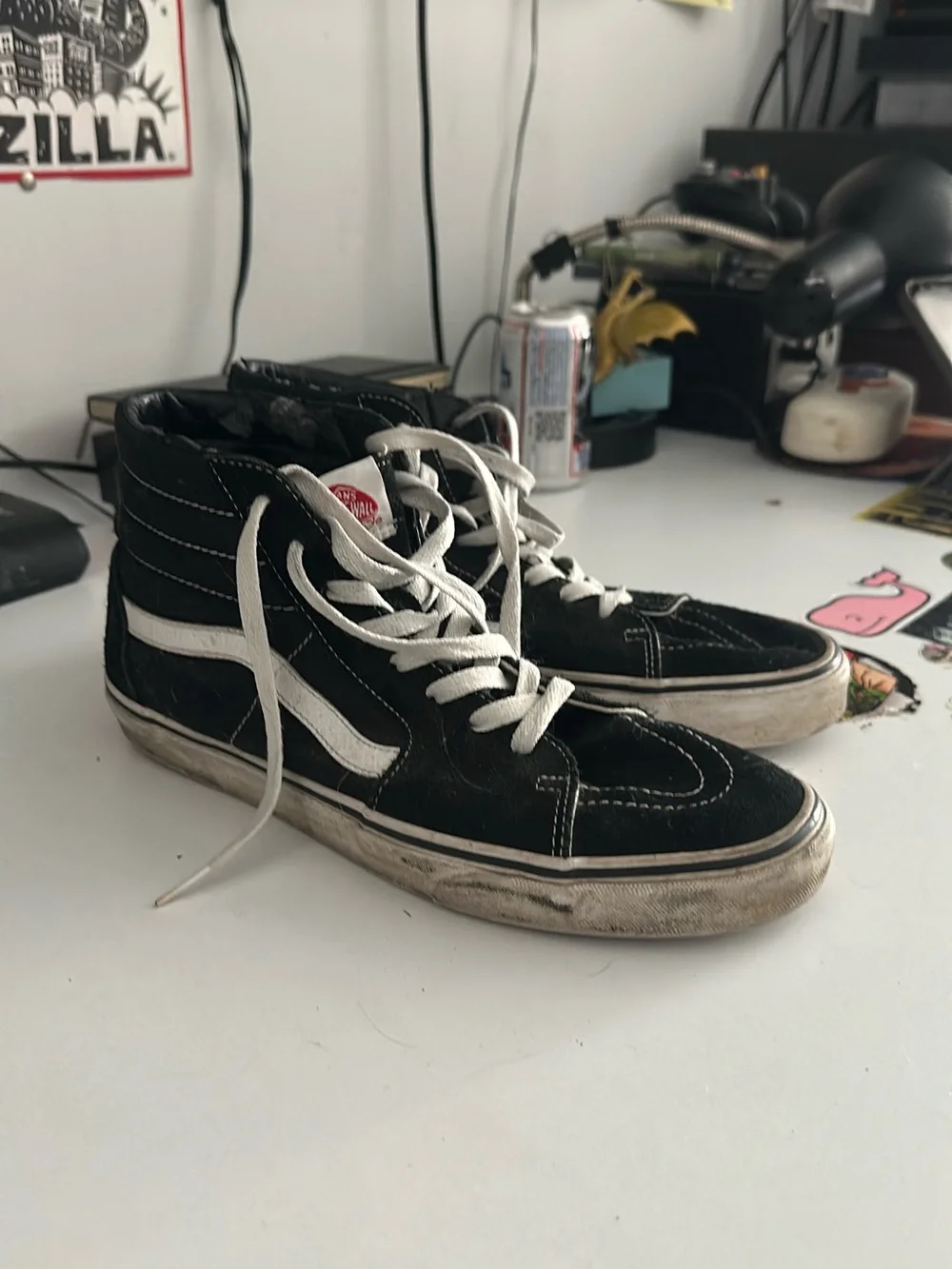 Vans Black and White Sk8-Hi Skate Shoes