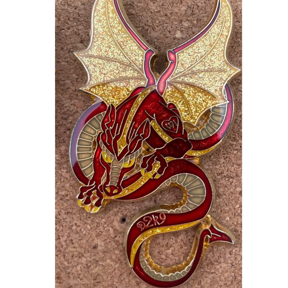 Destination Imagination Dragon Enamel Pin Set Multicolor Glitter  4 Piece