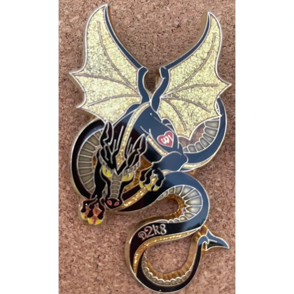 Destination Imagination Dragon Enamel Pin Set Multicolor Glitter  4 Piece