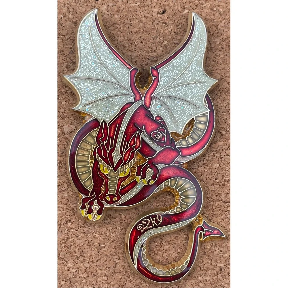 Destination Imagination Dragon Enamel Pin Set Multicolor Glitter  4 Piece