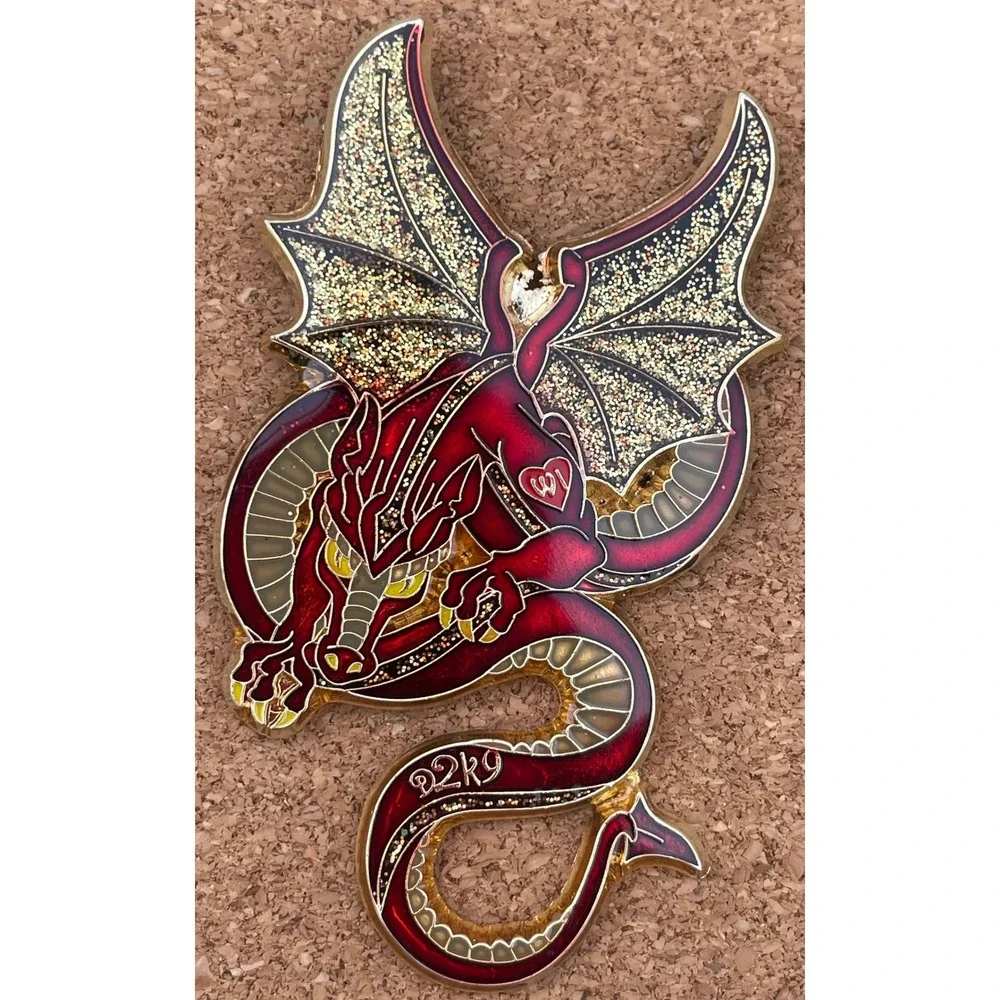Destination Imagination Dragon Enamel Pin Set Multicolor Glitter  4 Piece