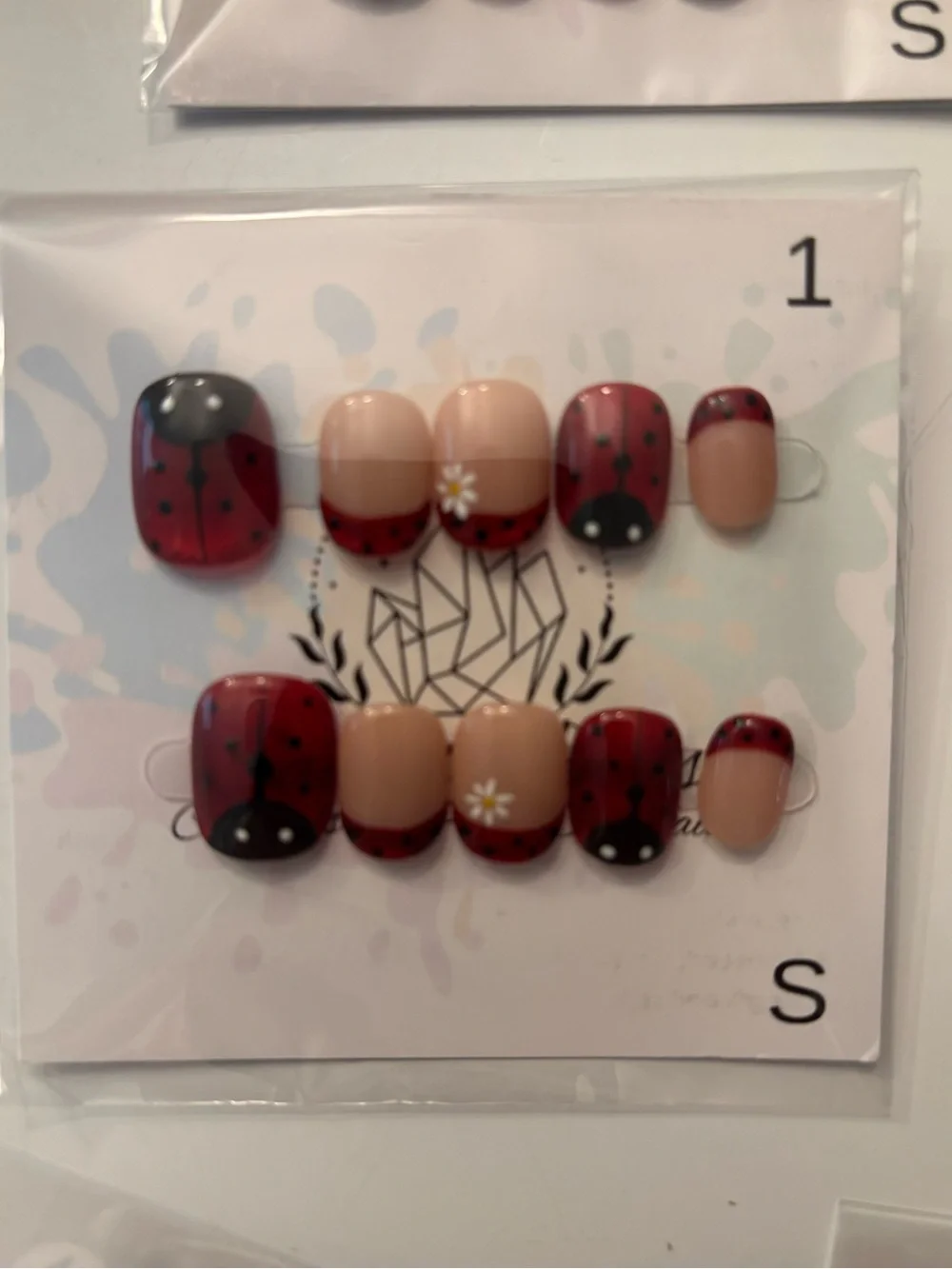 Ladybug Press on Nail Set in Red and Nude - set of 2