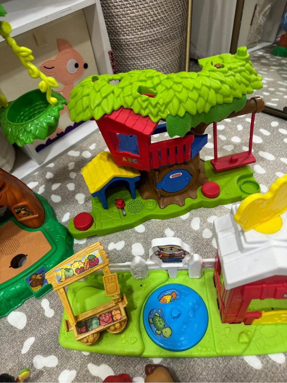 Lot vtg Little People vintage playset figurines zoo truck plane big animal farm