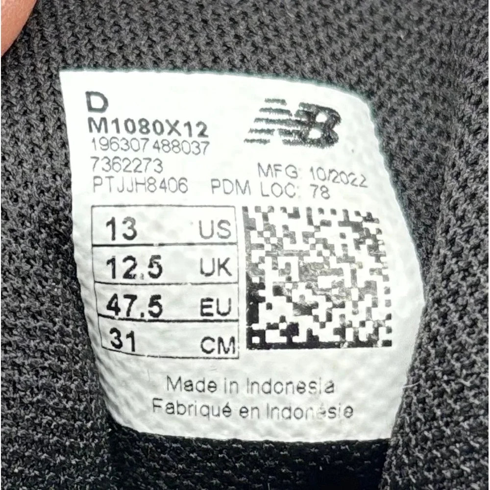New Balance Fresh Foam X 1080 v12 Mens 13 Running Shoes White Black M1080X12