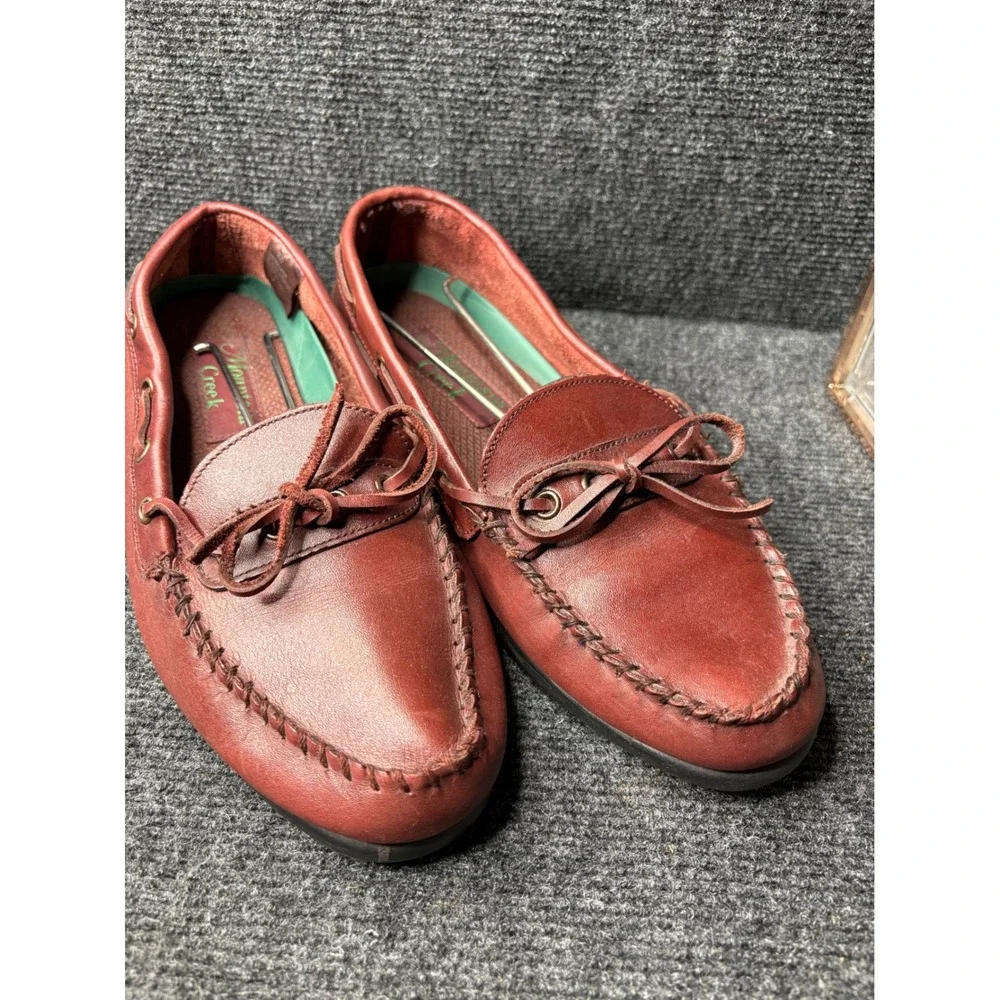 Mountain Creek Mens Leather Boat Shoes Loafers Brown Moc Toe 5459 Size 10.5