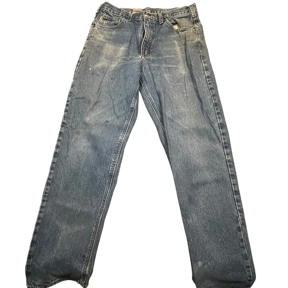 Carhartt Relaxed Fit Jeans Mens 34x32 Medium‎ Wash Blue Denim Straight Leg Pants