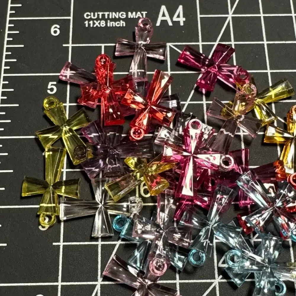 Lot Clear Multicolor Acrylic Cross Pendant Charms Jewelry Making Craft Supplies