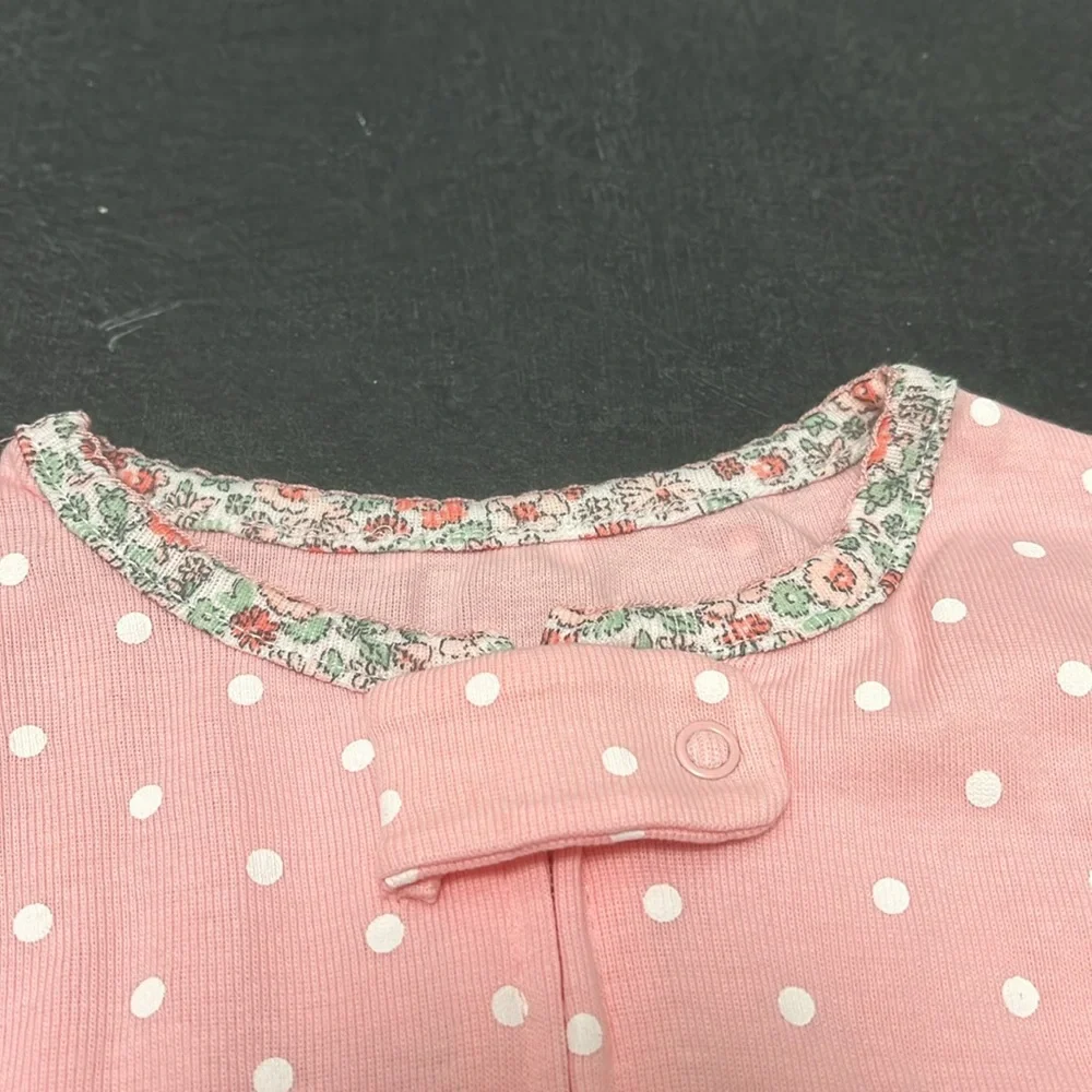 Carters Baby Full Zip Footed Body Suit Pink Polka Dot Fox NWT 24 months