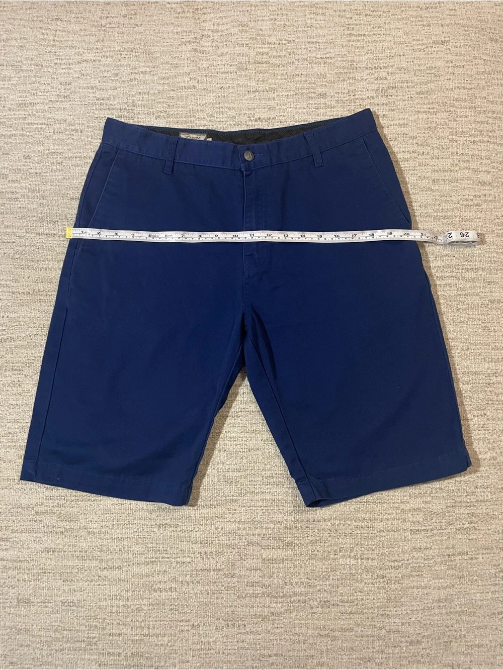 Volcom V-Monty Shorts Men's 32 Navy Blue Flat Front Cotton Blend Casual