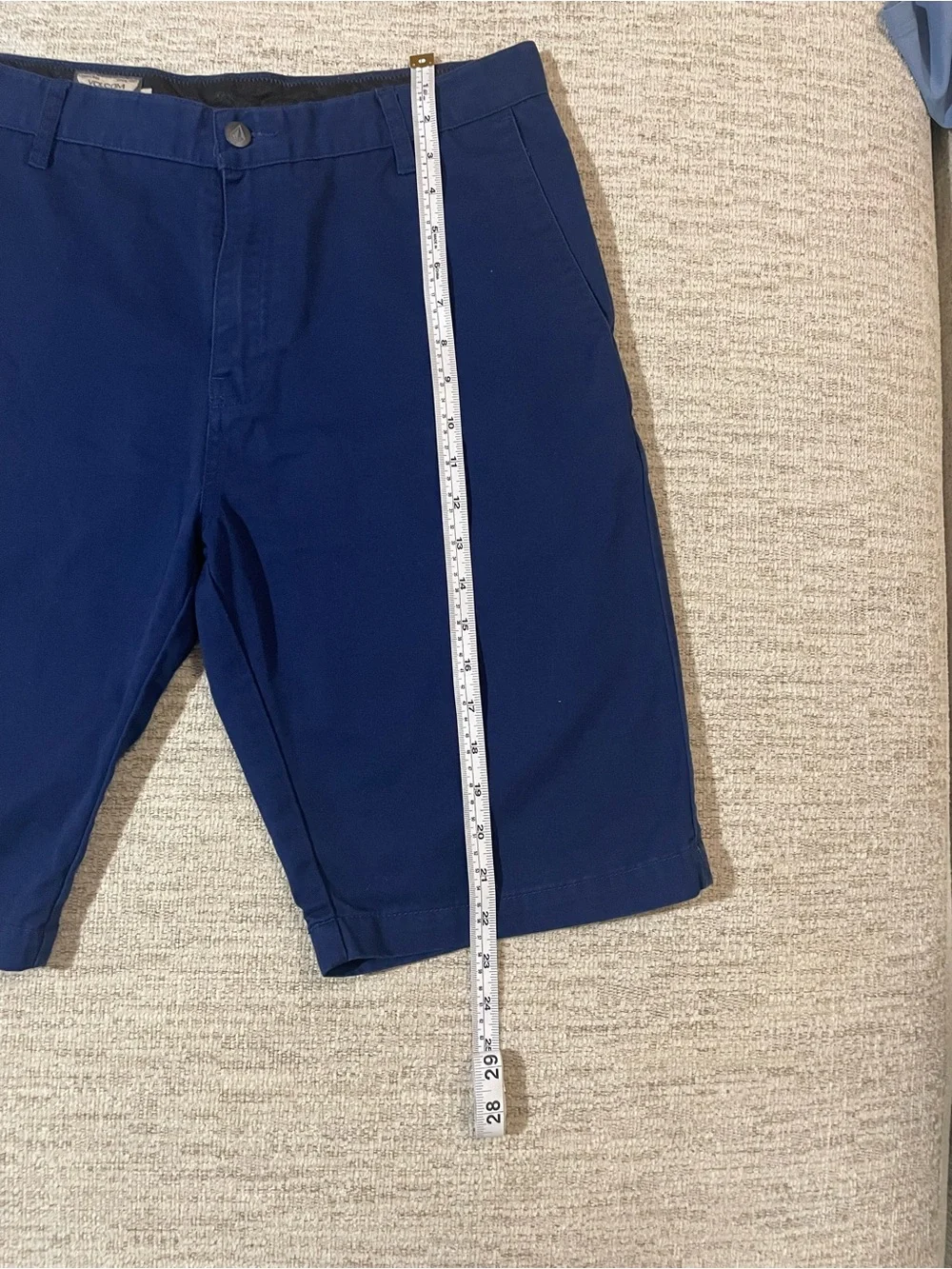 Volcom V-Monty Shorts Men's 32 Navy Blue Flat Front Cotton Blend Casual