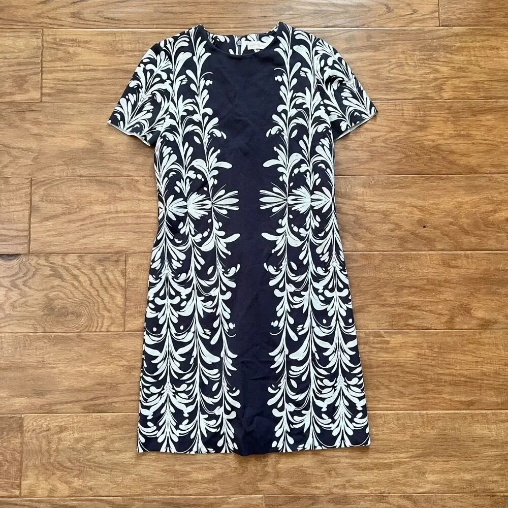 Tory Burch Brushstroke Symphony Shift Dress Size XS Black/White