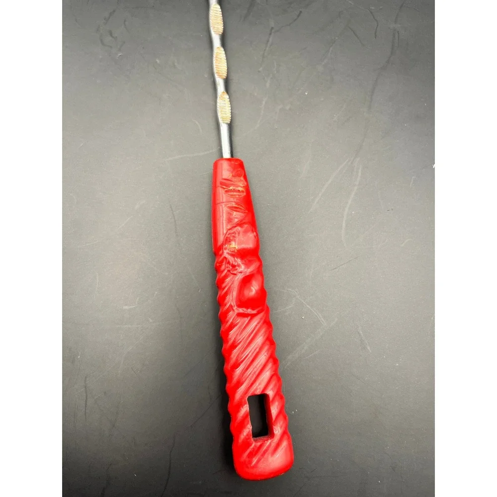 Vtg Kitchen Offset Slotted Spatula Red Handle‎ Stainless Steel Utensil 12