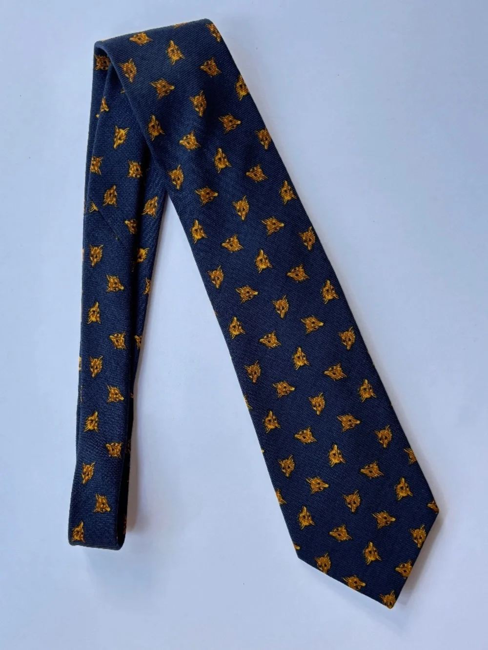 Preppy Fox Head wool tie, made in England