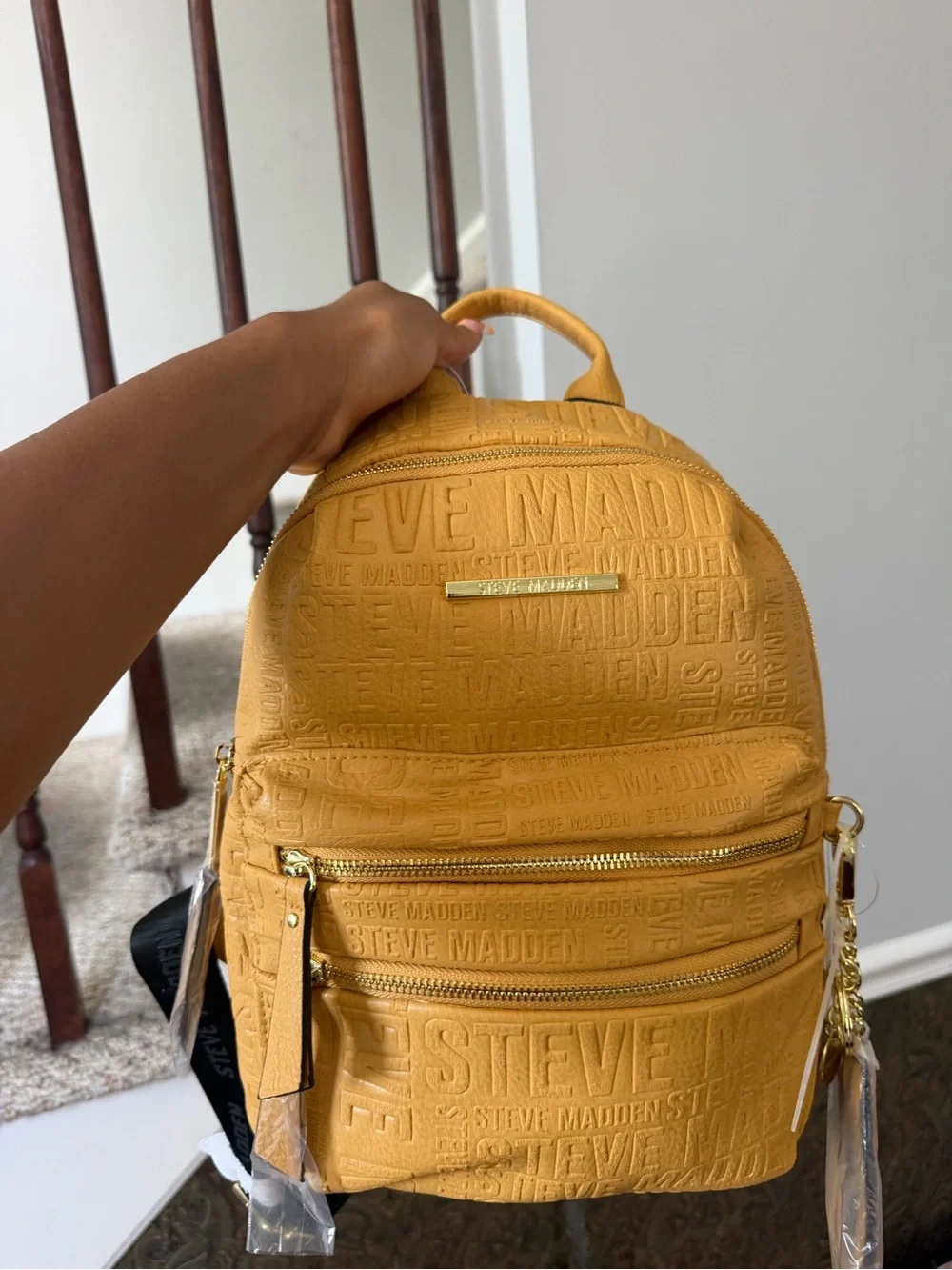 Steve Madden Yellow Embossed Mini Backpack