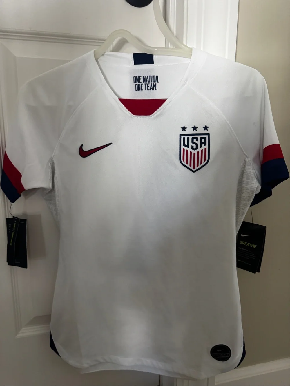 Nike White USA Women's Soccer Jersey with Red and Navy Accents