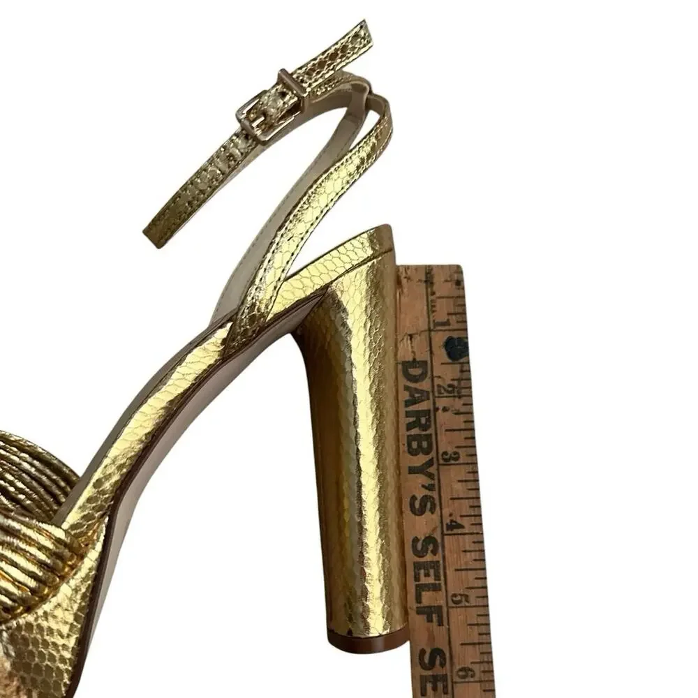 Jessica Simpson Immie Gold Metallic Platform Sandals Women 9.5 Block Heels