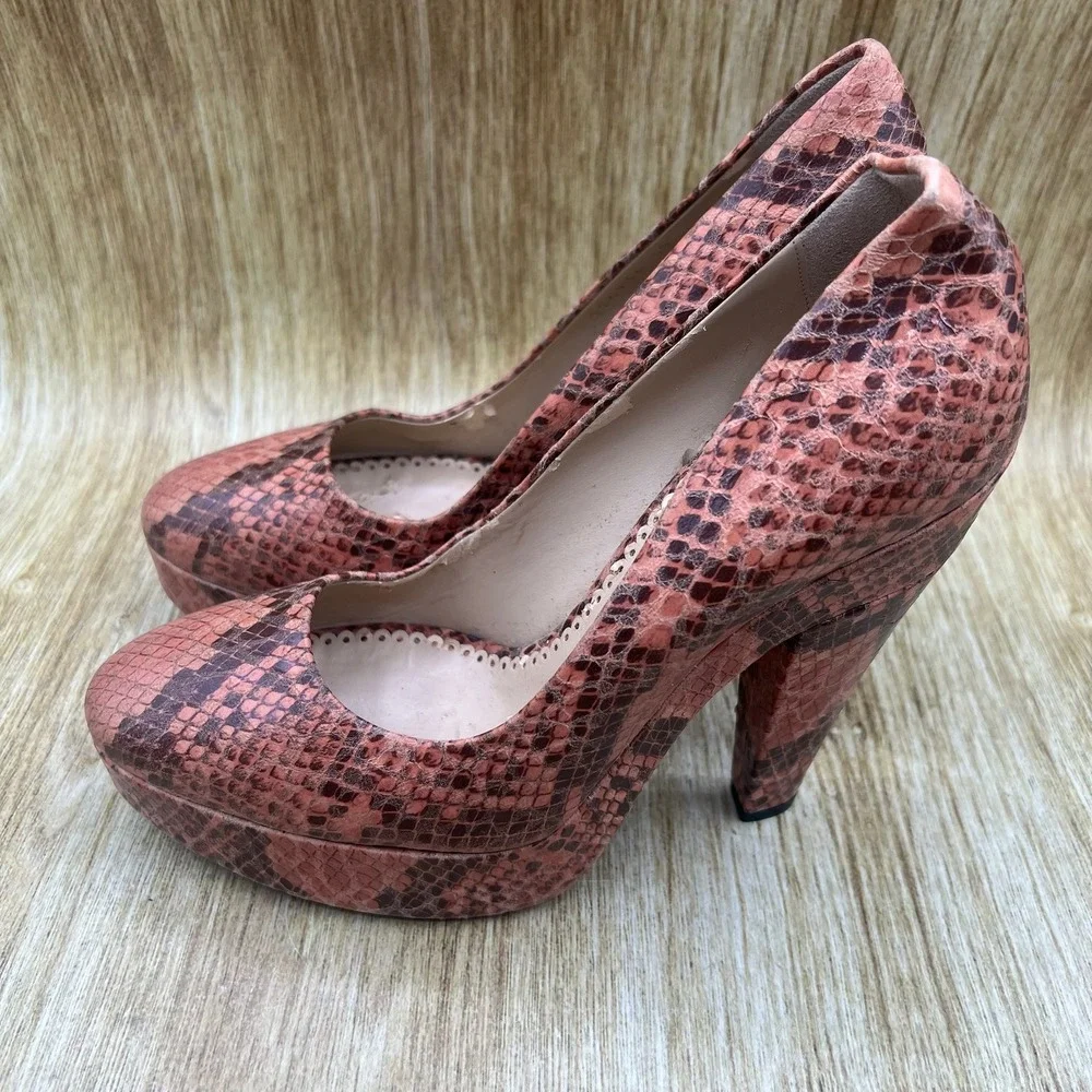 Stella McCartney Corinne Platform Pumps Womens Size 8 EU 38 Pink Snakeskin Heels