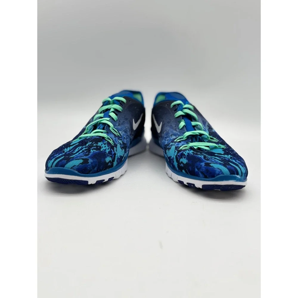 Nike Free TR Fit 5.0 Blue Teal Abstract Print Training Shoes 704695-403 Mens 9.5
