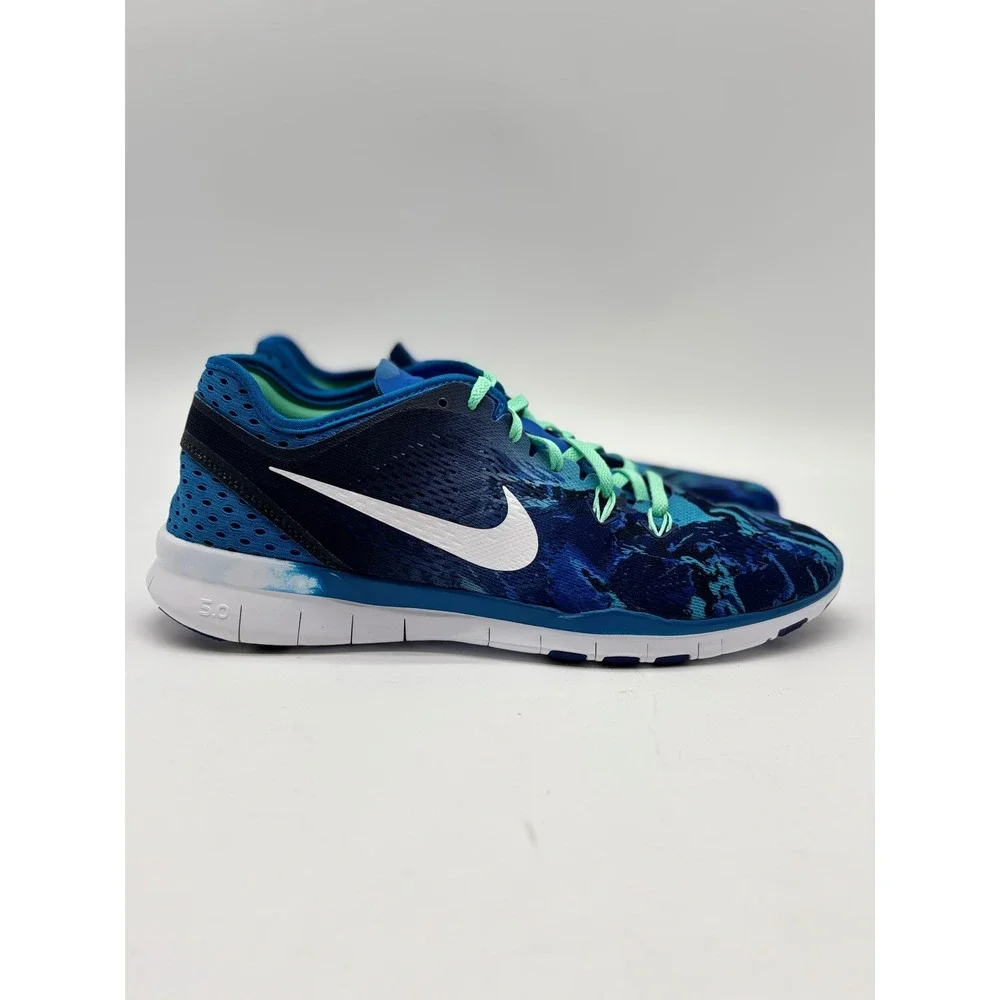 Nike Free TR Fit 5.0 Blue Teal Abstract Print Training Shoes 704695-403 Mens 9.5