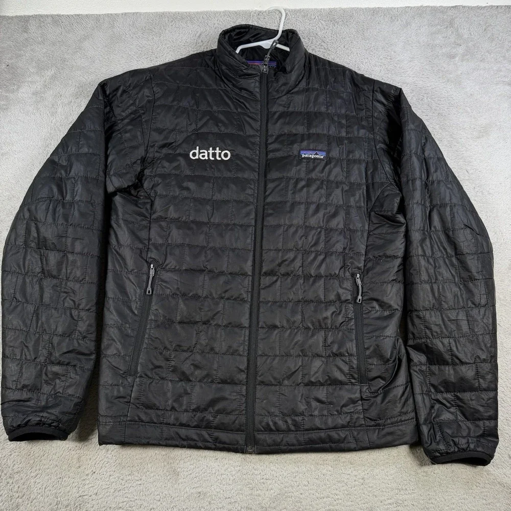 Patagonia Jacket Mens Medium Black Nano Puff Primaloft Insulated Full Zip
