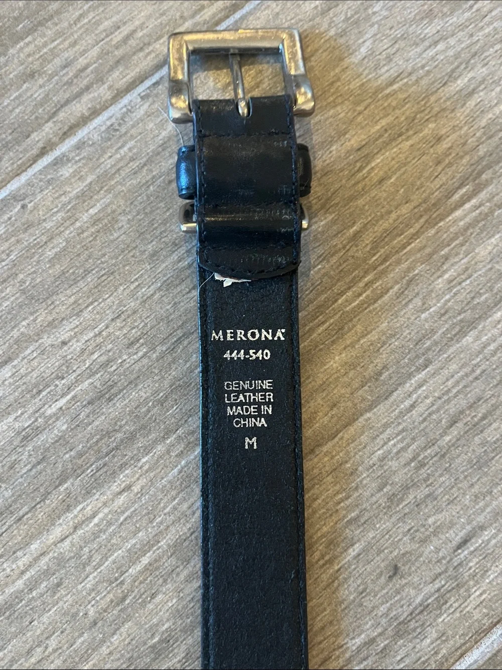 Merona Black Leather Belt with Silver-Tone Buckle